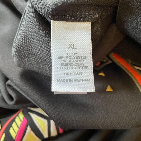 Bisou Bisou Black Geometric Embroidered Stretch Pencil Skirt Size XL - Picture 6 of 7